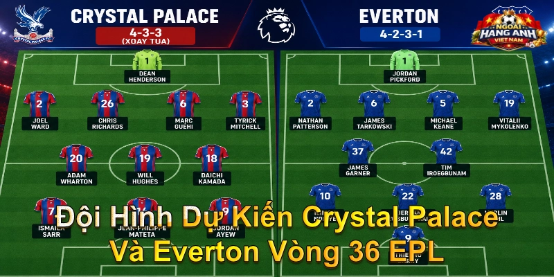 Đội Hình Dự Kiến Crystal Palace Và Everton Vòng 36 EPL