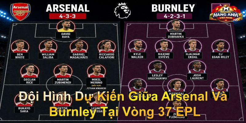 Đội Hình Dự Kiến Giữa Arsenal Và Burnley Tại Vòng 37 EPL