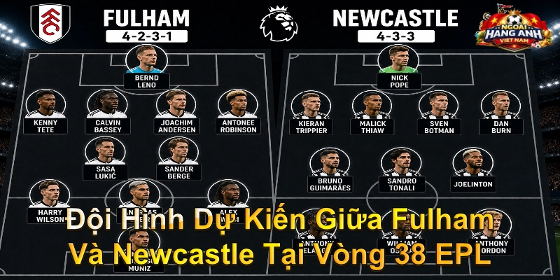 Đội Hình Dự Kiến Giữa Fulham Và Newcastle Tại Vòng 38 EPL