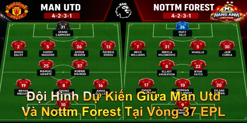 Đội Hình Dự Kiến Giữa Man Utd Và Nottm Forest Tại Vòng 37 EPL