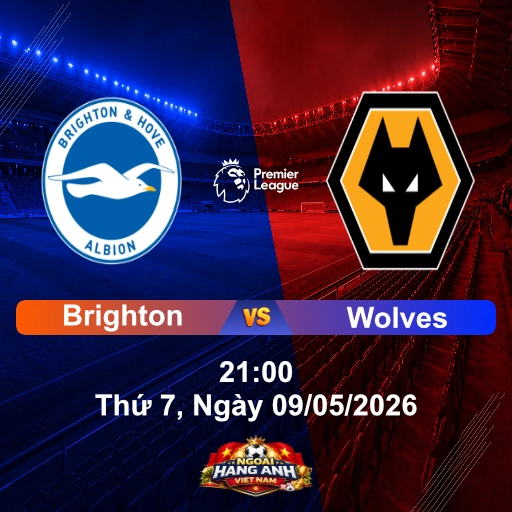 Nhận Định Bóng Đá Anh: Brighton Vs Wolves 21:00, Thứ 7 Ngày 09/05/2026 - Vòng 36 Ngoại Hạng Anh