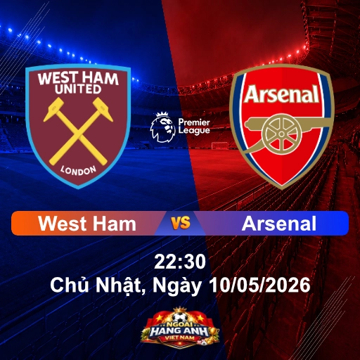 Nhận Định Bóng Đá Anh: West Ham Vs Arsenal 22:30 Chủ Nhật, Ngày 10/05/2026 - Vòng 36 Ngoại Hạng Anh